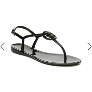 Circus Pink Mae Medallion Jelly Thong Black Sandals size 9 with cushion inserts
